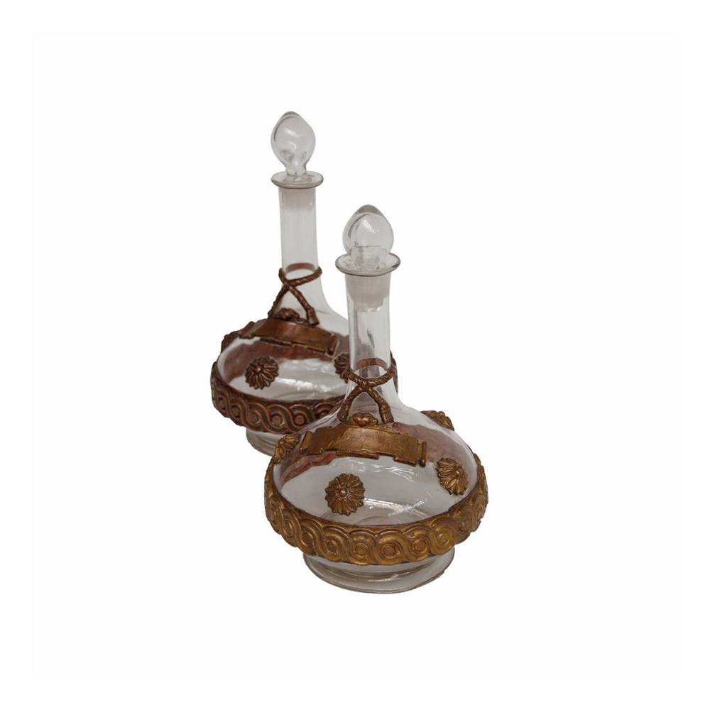 Antiqium Ürün  BRONZ DETAYLI CAM İKİZ ŞİŞE