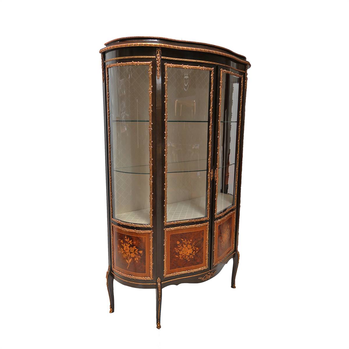 Antiqium Ürün  MARKÜTERİLİ, BRONZ İŞÇİLİKLİ KINGWOOD VİTRİN